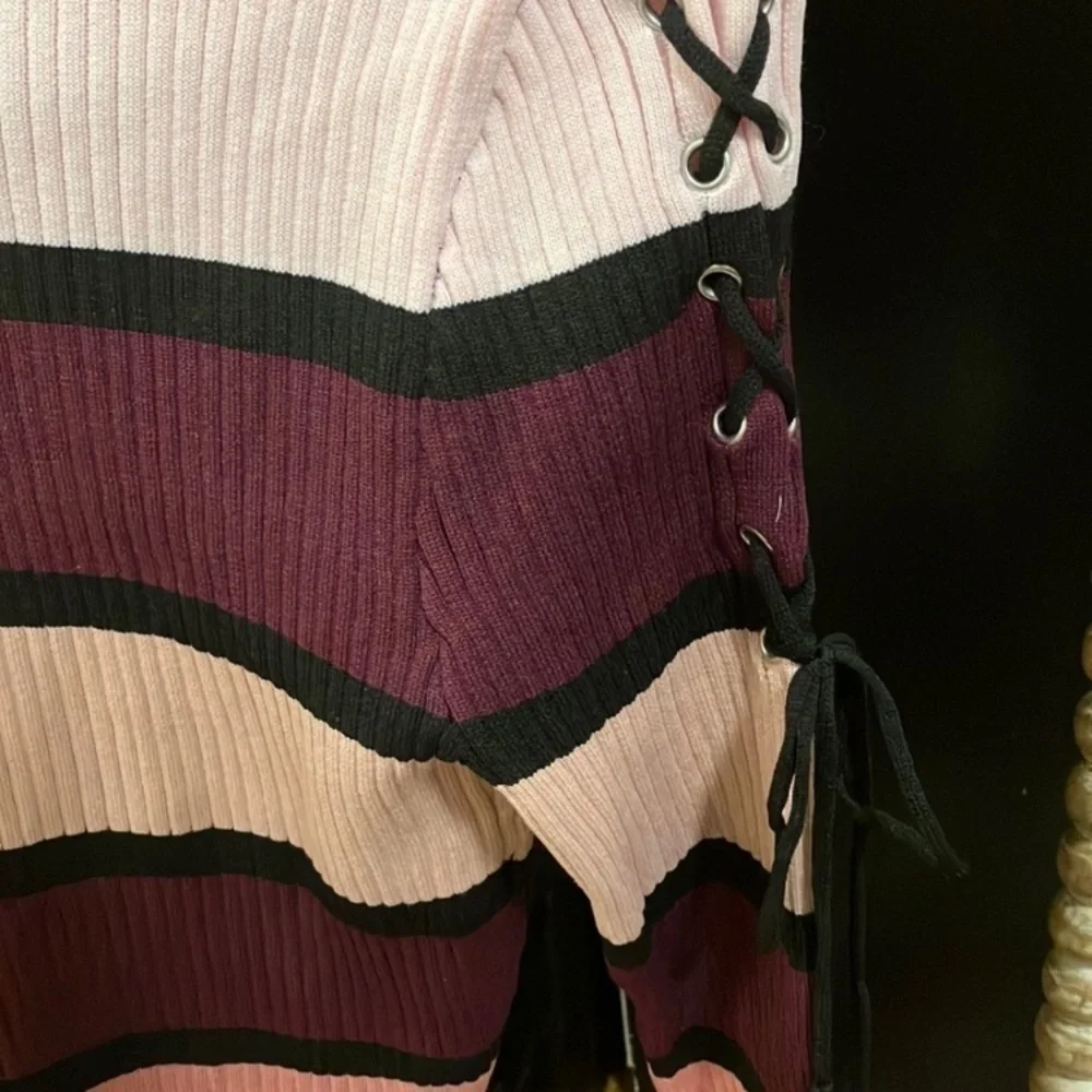 New Look Ribbed Outfit Set Pink and Purple Laced Size XL